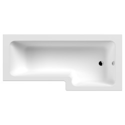 1800mm Right Hand Square Shower Bath - White