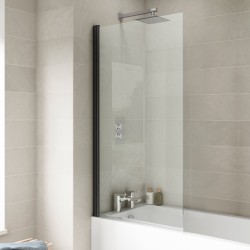 Matt Black Bath Screen 785mm x 1430mm - Insitu