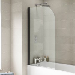 Matt Black Sail Bath Screen 830mm x 1430mm - Insitu