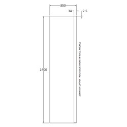 Fixed Bath Screen 350mm x 1400mm - Technical Drawing