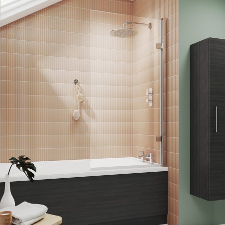 Chrome Square Hinged Bath Screen 830 x 1520mm