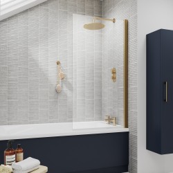 Brushed Brass Pacific Square Hinged Bath Screen