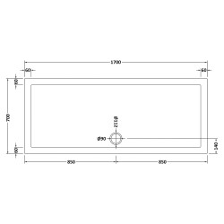 Rectangular Shower Tray 1700mm x 700mm - Technical Drawing