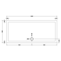 Rectangular Shower Tray 1800mm x 800mm - Technical Drawing