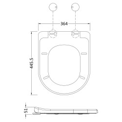 Luxury D-Shape Seat With White Cover Caps - Technical Drawing
