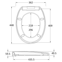 Standard Round Soft Close Toilet Seat - Technical Drawing