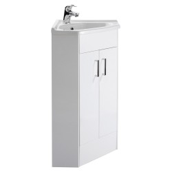Mayford Two Door Corner Unit And Basin - Gloss White