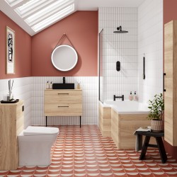 Arno 1433mm (h) x 300mm (w) x 235mm (d) Tall Unit (Single Door) - Bleached Oak - Insitu