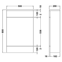 Eden 500mm WC Unit - Satin White - Technical Drawing