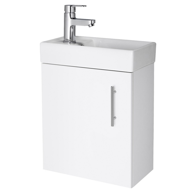 Fusion Wall Hung 400mm Cabinet & Basin - Gloss White