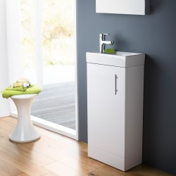 Fusion 400mm Freestanding Cabinet & Basin - Gloss White - Insitu