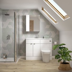 Fusion Fitted 400mm Compact Vanity Unit - White Gloss - Insitu
