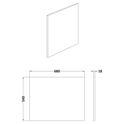Gloss White 700mm Square Shower Bath End Panel - Technical Drawing