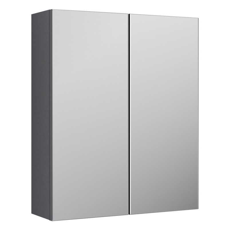 Arno 600mm Wall Hung 2 Soft Close Door 50/50 Mirror Cabinet - Satin Grey Arno 600mm Wall Hung 2 Soft Close Door 50/50 Mirror Cabinet - Satin Grey