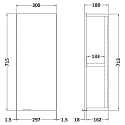 Fusion Fitted 300mm Wall Unit - Anthracite Woodgrain - Technical Drawing