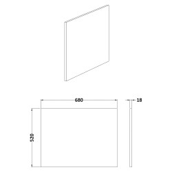 Square Shower Bath End Panel 700mm - Anthracite Woodgrain - Technical Drawing