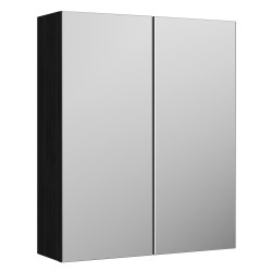 Arno 600mm Wall Hung Mirror Unit - Charcoal Black Woodgrain