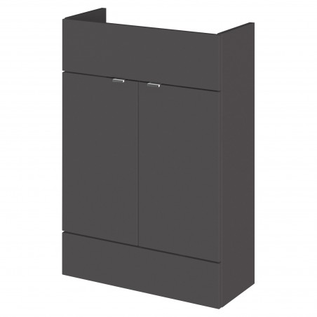 Fusion Fitted 600mm Slimline 2 Door Vanity Unit - Gloss Grey