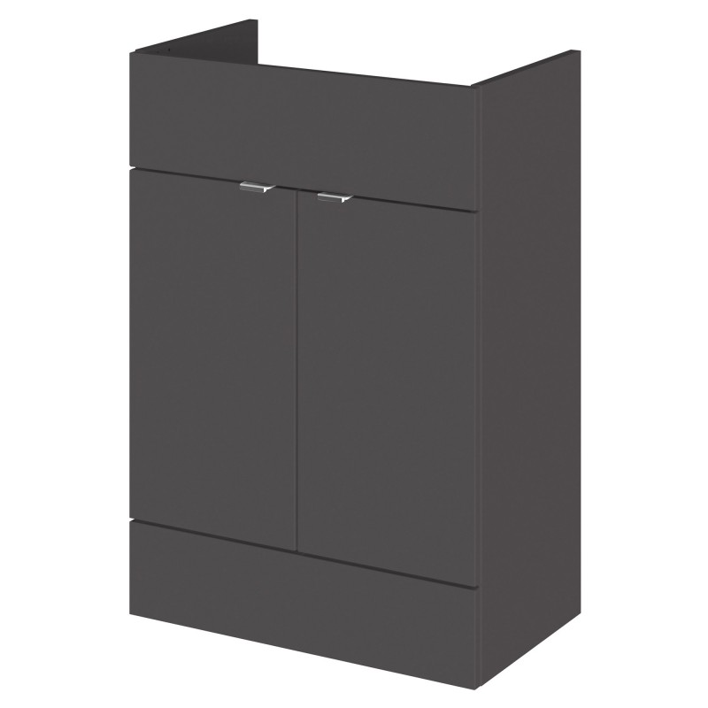 Fusion Fitted 600mm 2 Door Vanity Unit - Gloss Grey