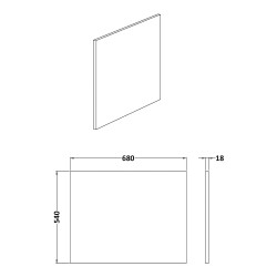 700mm Square Shower Bath End Panel - Gloss Grey - Technical Drawing