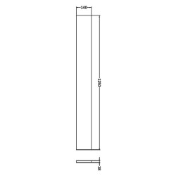 Fusion Fitted 1250mm Continuous Plinth - Gloss Grey - Technical Drawing