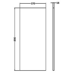 Fusion Fitted 370mm Decorative End Panel - Gloss Grey - Technical Drawing
