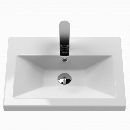 Arno Compact 600mm Freestanding 2 Door Vanity & Ceramic Basin - Satin Grey