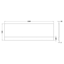 White Acrylic Front Bath Panel (1500mm) - Technical Drawing