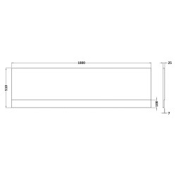 White Acrylic Front Bath Panel (1800mm) - Technical Drawing