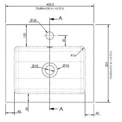 400mm Polymarble Basin - Technical Drawing