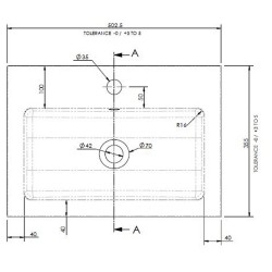 500mm Polymarble Basin - Technical Drawing