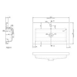 600mm Polymarble Basin - Technical Drawing