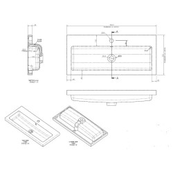 800mm Polymarble Basin - Technical Drawing