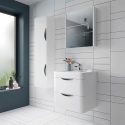 Gloss White Tall Wall Hung Unit - Insitu