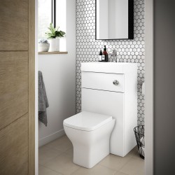 Athena 500mm Basin & WC Unit - Gloss White - Insitu