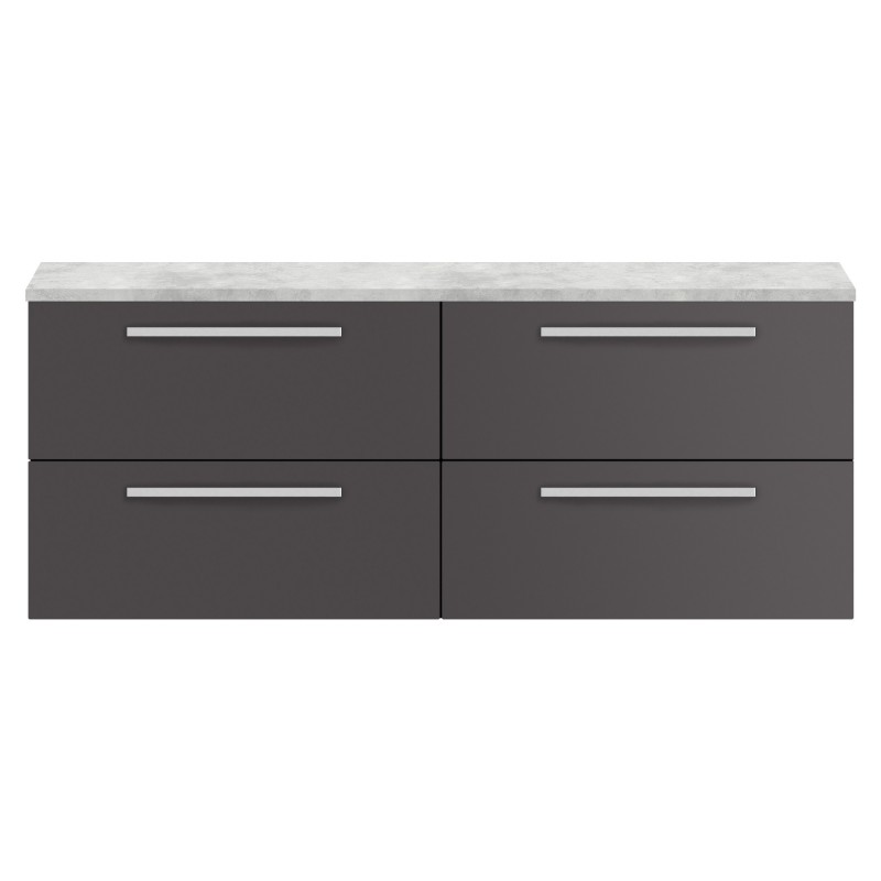 Quartet 1440mm Double Cabinet & Grey Worktop - Grey Gloss Quartet 1440mm Double Cabinet & Grey Worktop - Grey Gloss