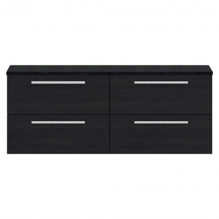 Quartet 1440mm Double Cabinet & Sparkling Black Worktop - Charcoal Black Woodgrain