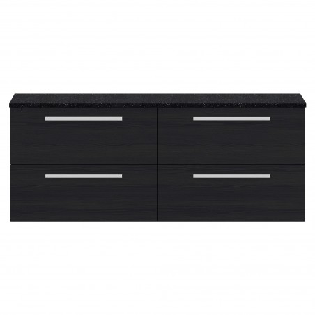 Quartet 1440mm Double Cabinet & Sparkling Black Worktop - Charcoal Black Woodgrain
