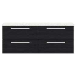 Quartet 1440mm Double Cabinet & Sparkling White Worktop - Charcoal Black Woodgrain