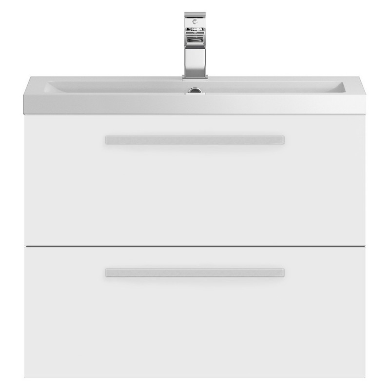 Quartet 720mm Wall Hung 2 Drawer Vanity Unit and Basin - White Gloss