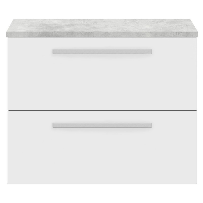 Quartet 720mm Cabinet & Grey Worktop - White Gloss Quartet 720mm Cabinet & Grey Worktop - White Gloss
