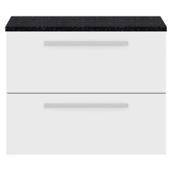 Quartet 720mm Cabinet & Sparkling Black Worktop - White Gloss