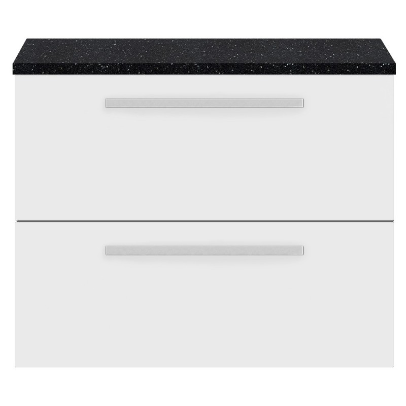 Quartet 720mm Cabinet & Sparkling Black Worktop - White Gloss Quartet 720mm Cabinet & Sparkling Black Worktop - White Gloss