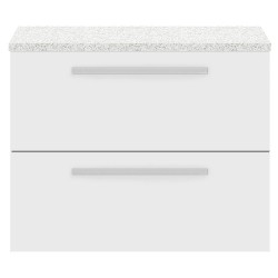 Quartet 720mm Cabinet & Sparkling White Worktop - White Gloss