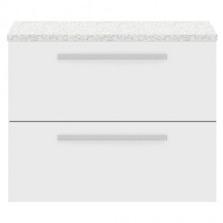 Quartet 720mm Cabinet & Sparkling White Worktop - White Gloss