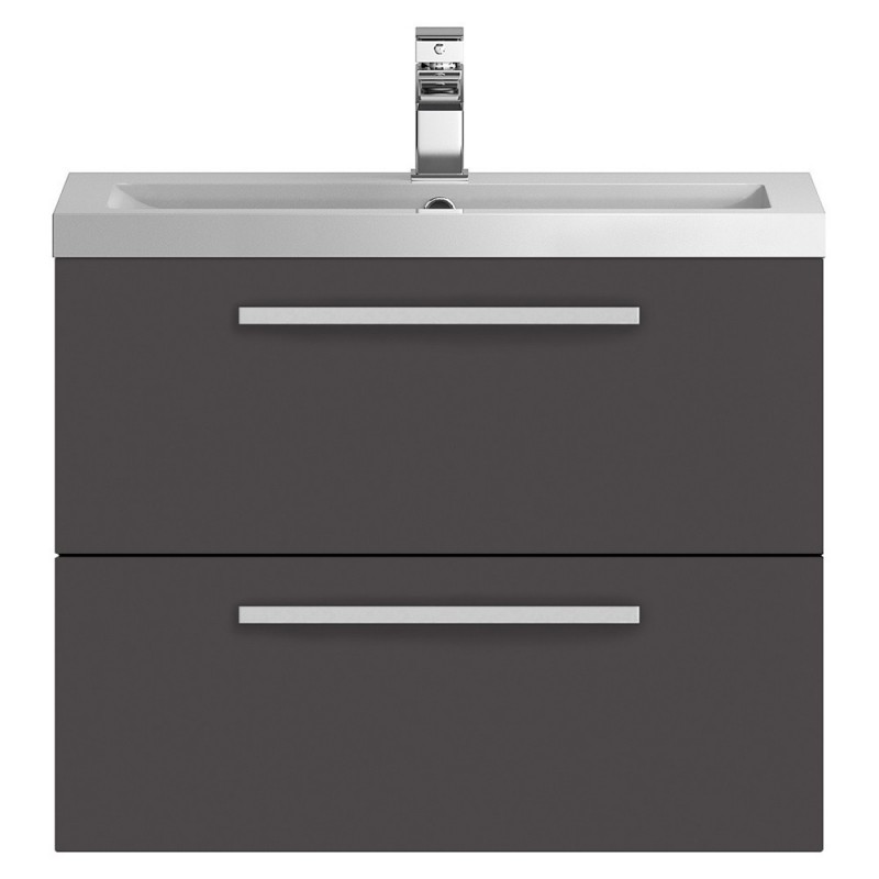 Quartet 720mm Wall Hung 2 Drawer Vanity Unit and Basin - Grey Gloss Quartet 720mm Wall Hung 2 Drawer Vanity Unit and Basin - Grey Gloss
