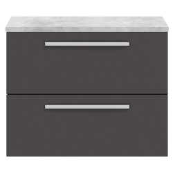 Quartet 720mm Cabinet & Grey Worktop - Grey Gloss