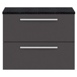 Quartet 720mm Cabinet & Sparkling Black Worktop - Grey Gloss