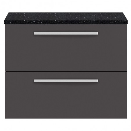 Quartet 720mm Cabinet & Sparkling Black Worktop - Grey Gloss