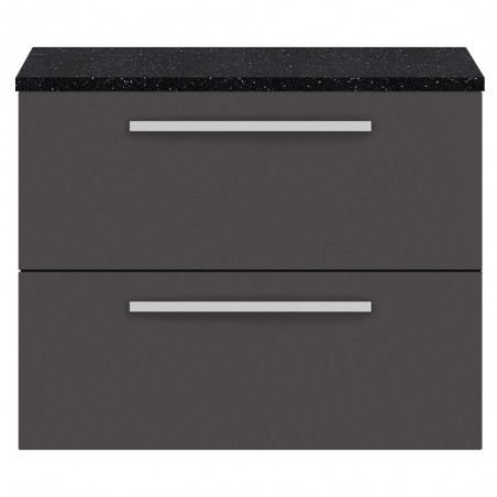 Quartet 720mm Cabinet & Sparkling Black Worktop - Grey Gloss